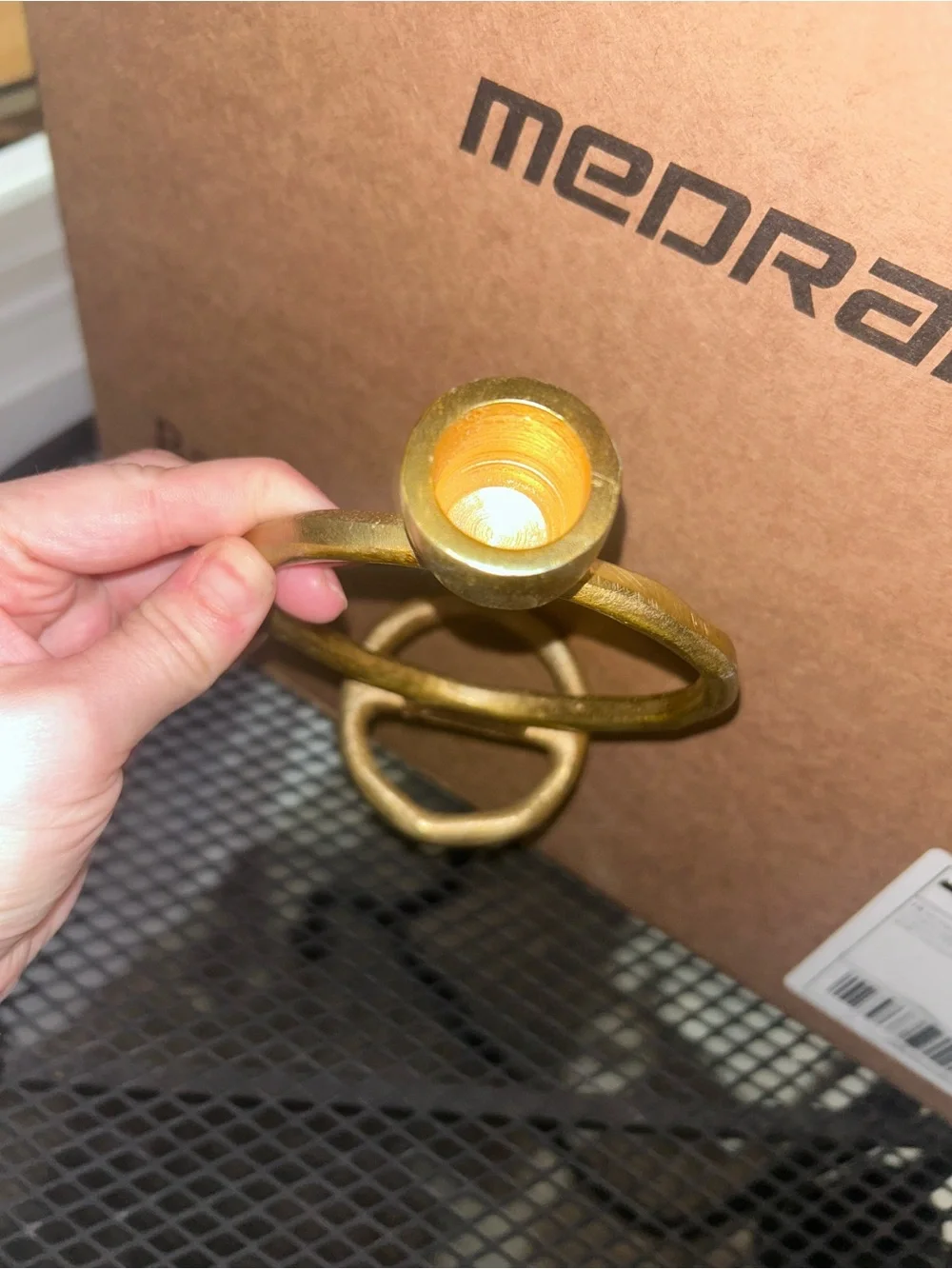 Gold Metal Ring Candle Holder -